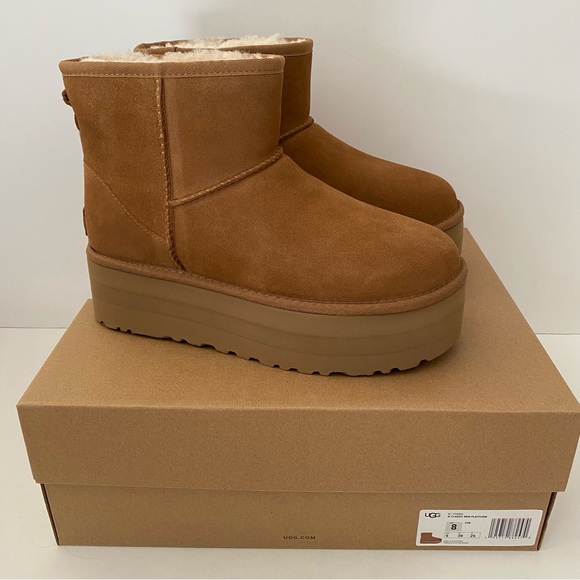 UGG Classic Mini Platform Boots Chestnut 8 - Picture 2 of 10